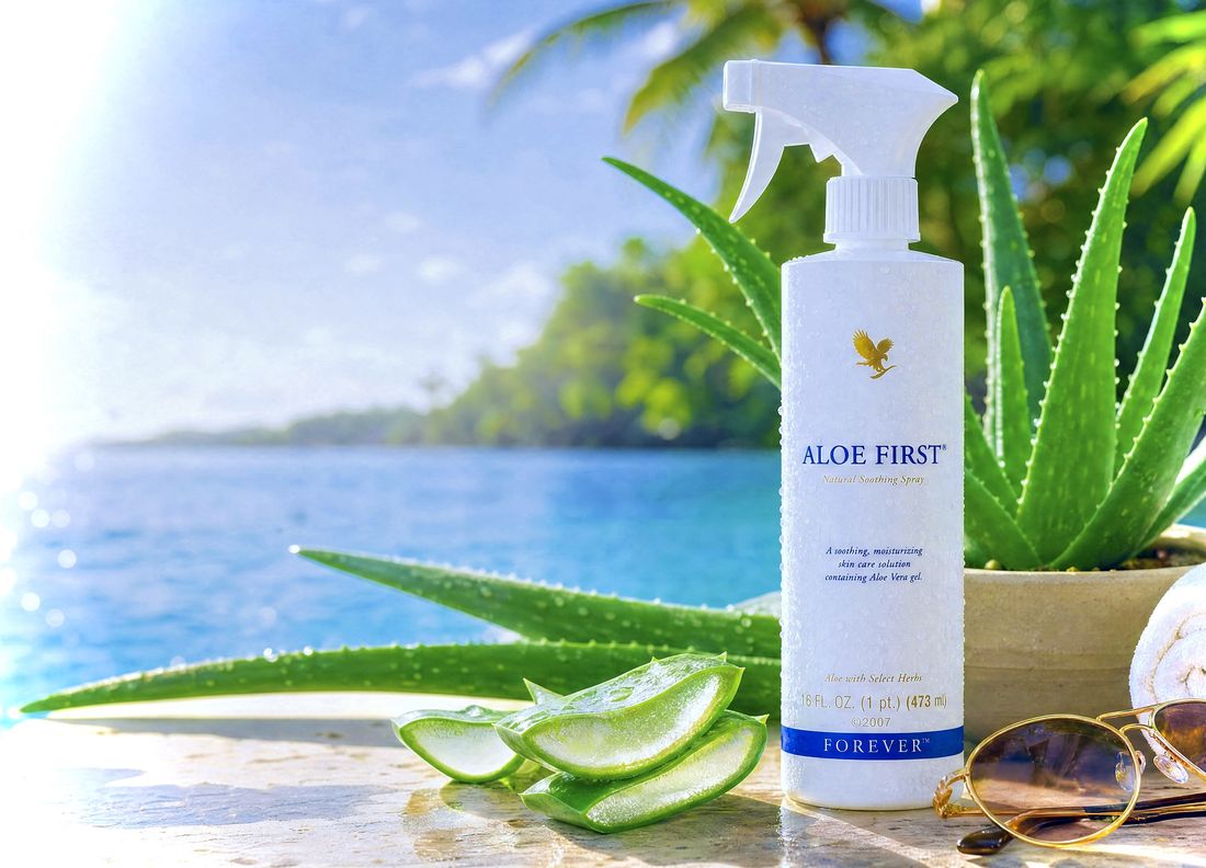 Aloe First folosit după expunerea la soare, pe plajă